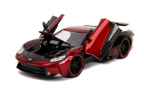 2017 Ford GT With Miles Morales Spiderman 1/24 Diecast! Red/Black