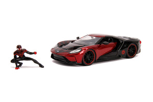 2017 Ford GT With Miles Morales Spiderman 1/24 Diecast! Red/Black