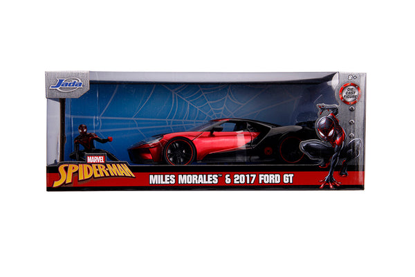 2017 Ford GT With Miles Morales Spiderman 1/24 Diecast! Red/Black