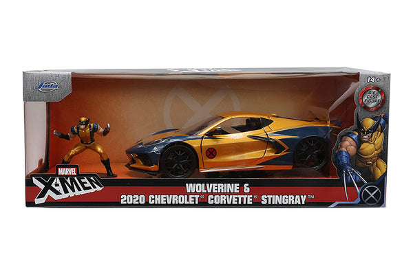 2020 Corvette Stingray W. Wolverine Figurine 1/24 Diecast!