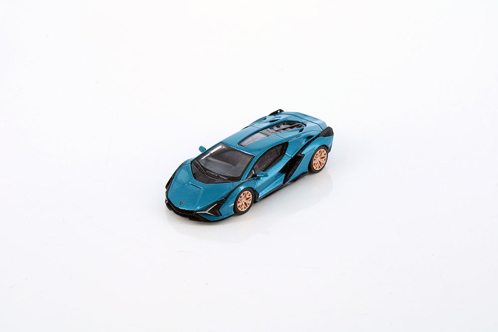 Lamborghini Sian FKP37 Blu Uranus 1/64 Diecast #8. W. Display Case