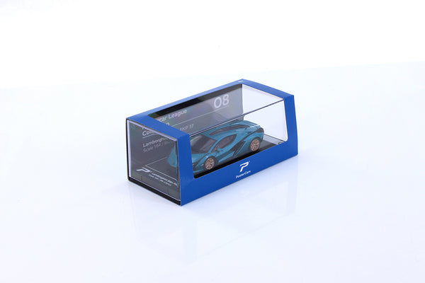 Lamborghini Sian FKP37 Blu Uranus 1/64 Diecast #8. W. Display Case