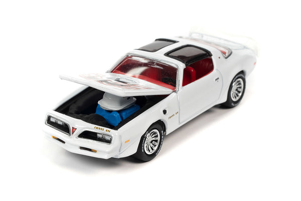 1977 Pontiac Firebird T/A White Bird on hood. 1/64 Diecast